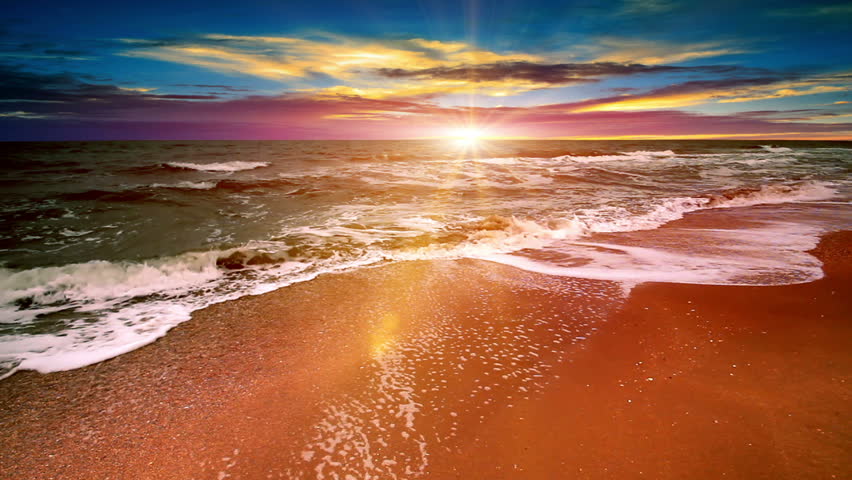 seascape in a quiet bay at sunset. timelapse beautiful sky.

