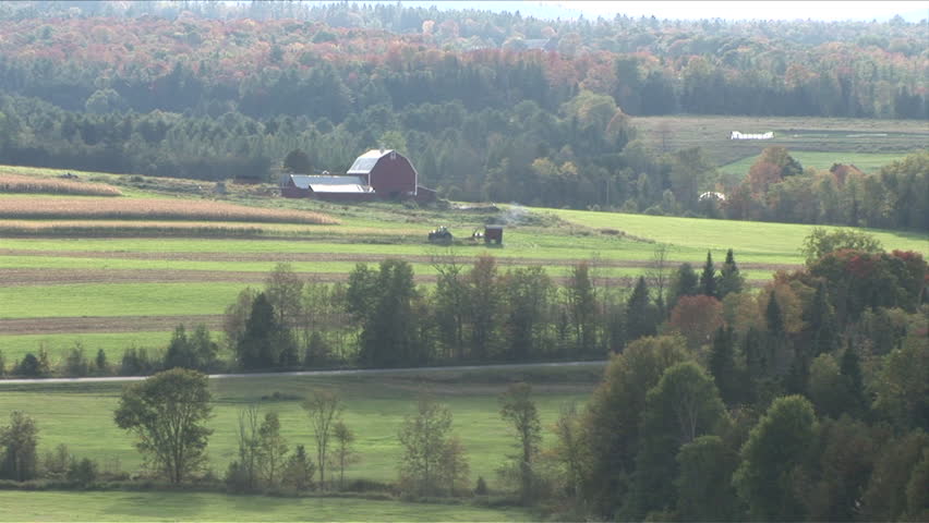 Wide shot of the beautiful Vermont landscape in Vermont United States