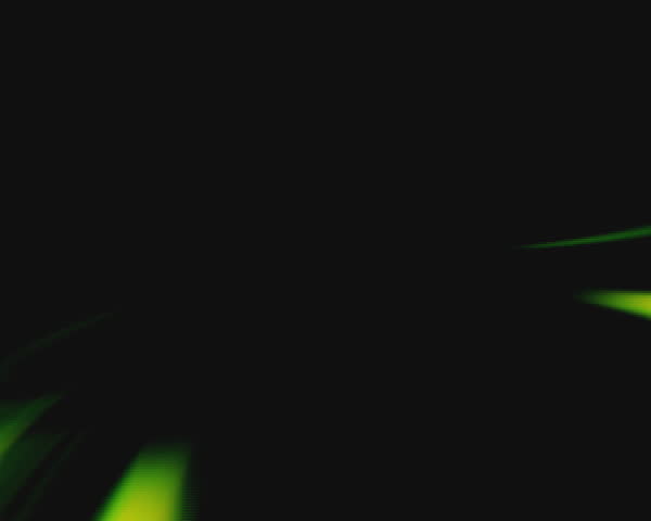 bright green shapes flicker around the edges of the frame
