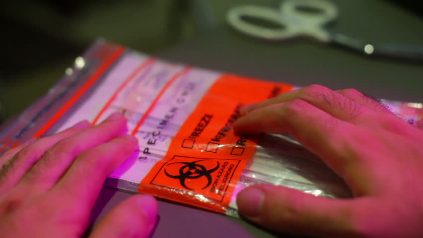 A biohazard bag, biohazard specimen.