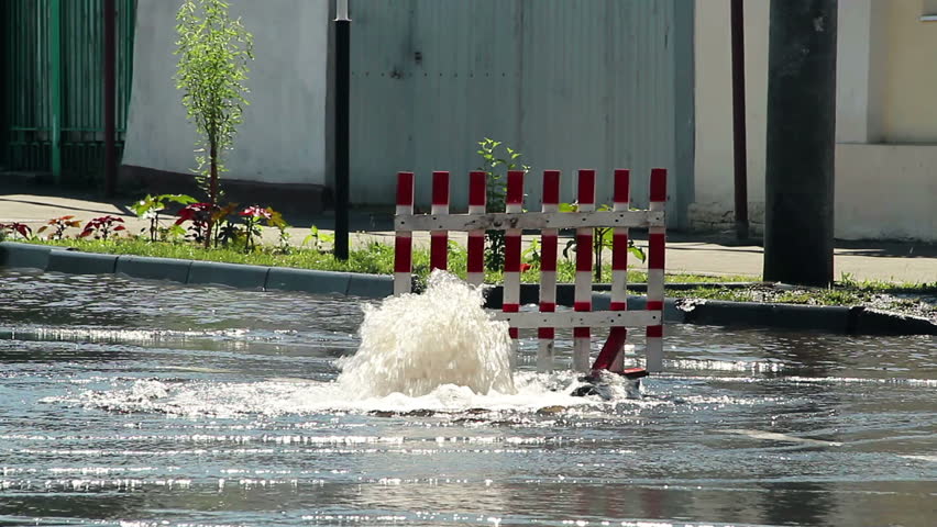 Burst pipe on the road