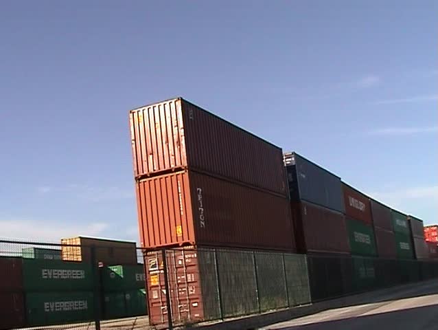 Stack of containers in the port