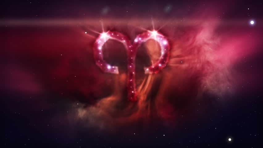 Aries as a astrological sign, depicted as a beautiful constellation and nebula. Loopable animation.