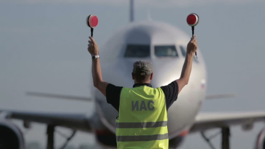 Aircraft traffic controller at the airport