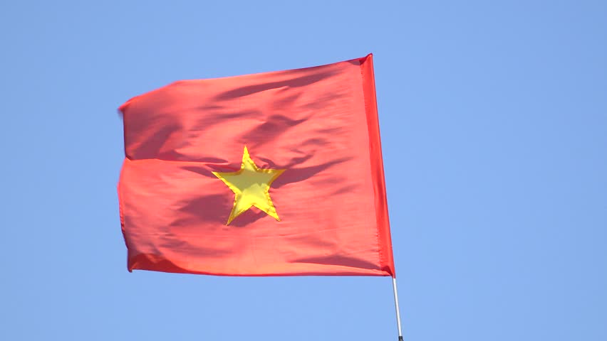 Vietnam Flag Waving Against Time-lapse Clouds Background Stock Footage 