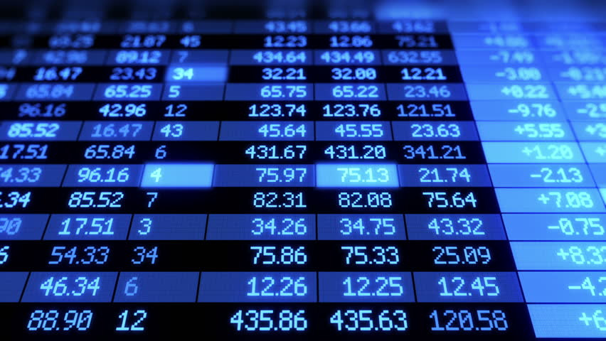Stock Market board moving. Blue color. Looped animation. HD 1080.