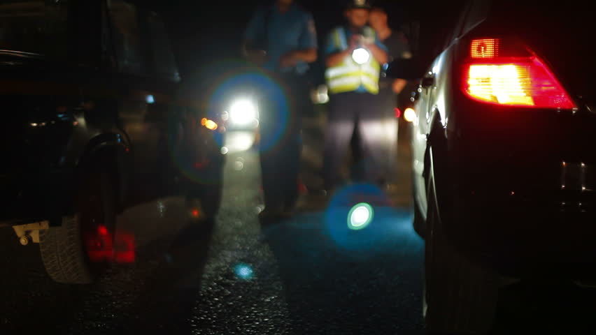 Police on the site of road accident