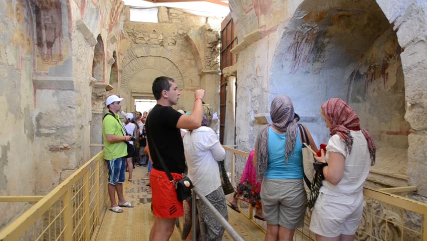 DEMRA, TURKEY - JUNE 9: Toruists visit Sacred Nikolay Chudotvortsa's church on June 9, 2012 in Demra, Turkey