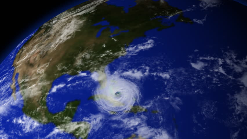 Satellite image animation of hurricane moving into the Gulf of Mexico.