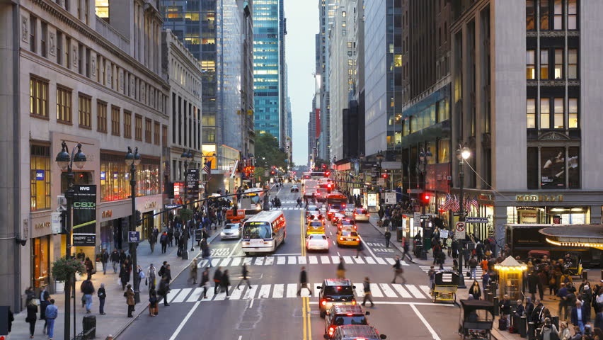 NEW YORK, NEW YORK - CIRCA MAY 2011: Elevated view looking along 42nd Street near Grand Central Station