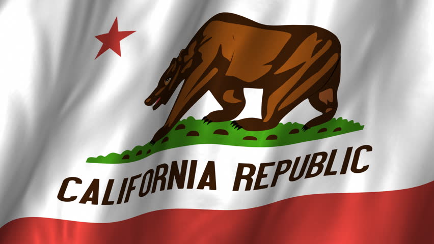 A beautiful satin finish looping flag animation of California.   A fully digital rendering using the official flag design in a waving, full frame composition.  The animation loops at 10 seconds.  