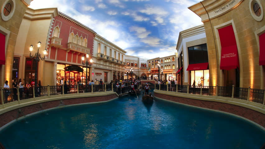 LAS VEGAS - CIRCA MAY 2011: Interior views of the Venetian Hotel and Casino with Canals and Gondoliers on The Strip