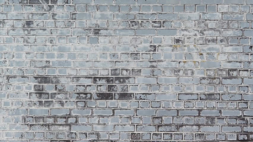 Two trains pass by, one from the left, one from the right. A lot of motion blur. Plain brick wall background.