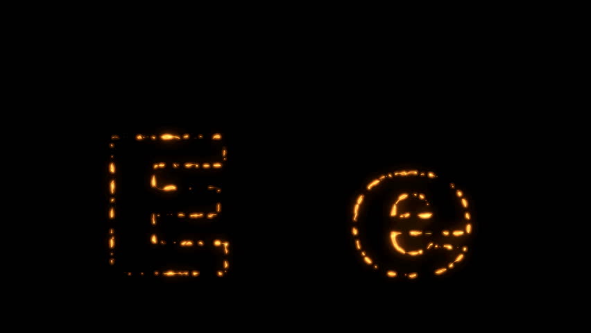 Flaming Alphabet. Upper and lower case E bursting into flames. Part of a series an alphabet, numbers and other characters.