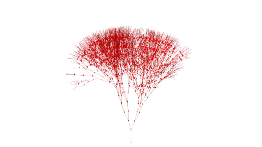 A visualization of a growing network of people. The number of people doubles with every generation. They are organized in a branching structure, like a tree.