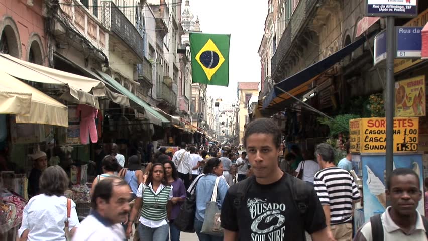 RIO DE JANEIRO, BRAZIL - CIRCA 2010: People Shopping in Street Markets in Rio De Janeiro Favela