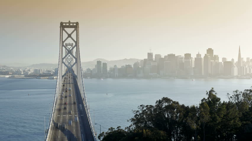 Time lapse of the San Francisco Bay Bridge and City Skyline viewed from Treasure Island