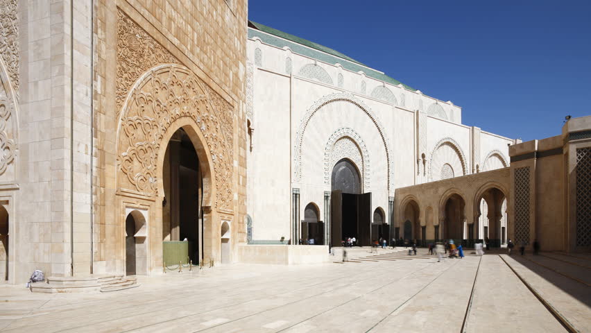 close up of Hassan II Mosque, the third largest mosque in the world, Casablanca