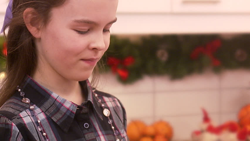A girl with a Christmas gift