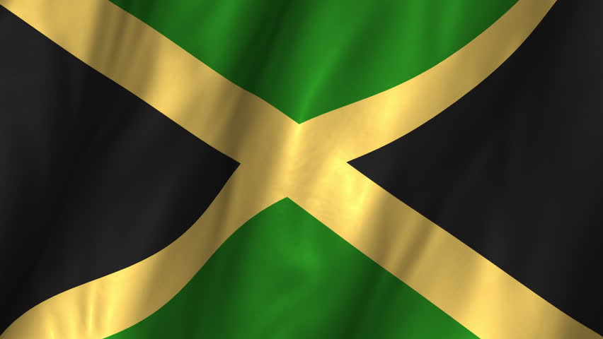 A beautiful satin finish looping flag animation of Jamaica.     A fully digital rendering using the official flag design in a waving, full frame composition.  The animation loops at 10 seconds.  