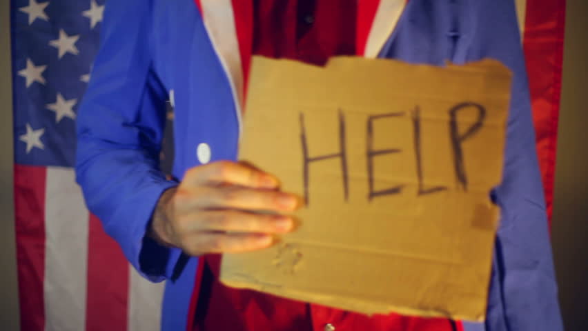 Uncle Sam with help sign.