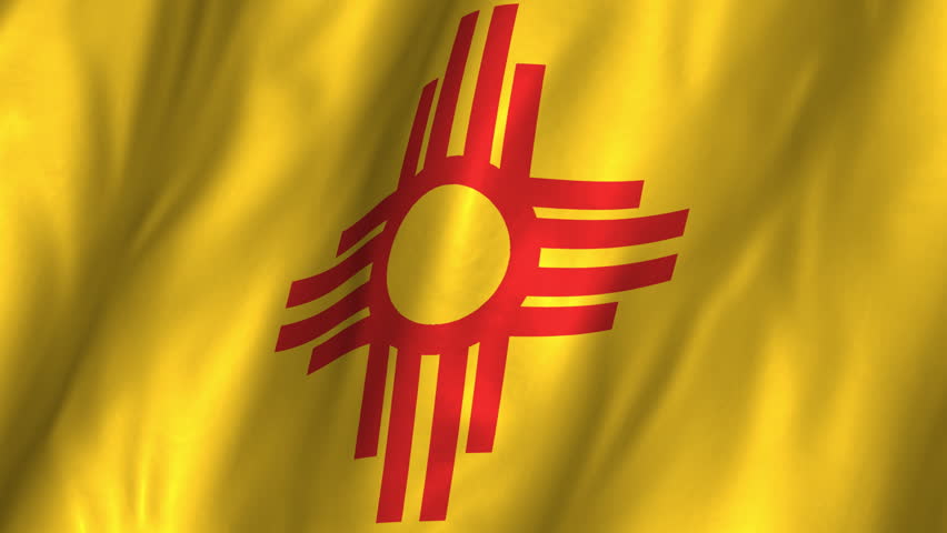 A beautiful satin finish looping flag animation of New Mexico.   A fully digital rendering using the official flag design in a waving, full frame composition.  The animation loops at 10 seconds.  