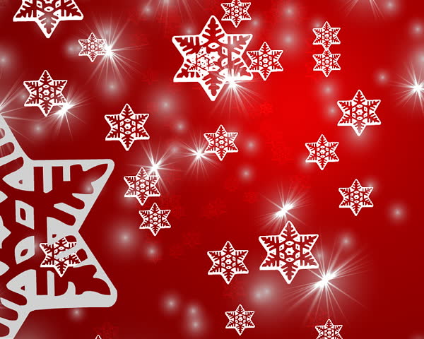 Christmas background red gradient with stars and snowflakes - 100% LOOP. 