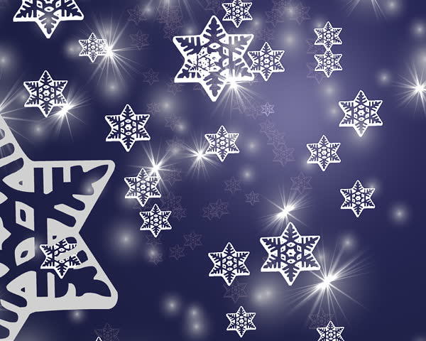 Christmas background dark blue night with stars and snowflakes - 100% LOOP. 