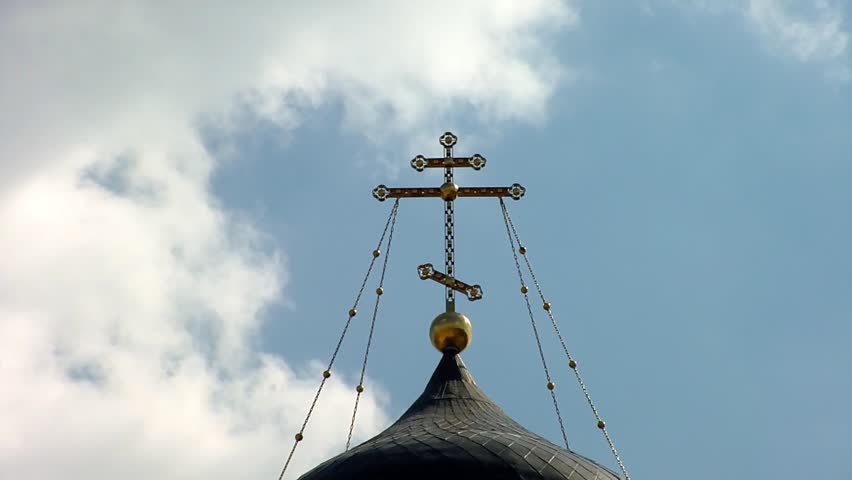 Ivatsevichi, Belarus. Church of Our Lady of the "Reigning". The cross on the dome of the Church.