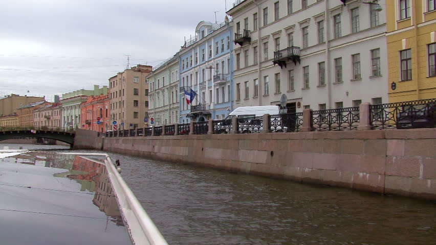 Saint Petersburg, Russia waterway shot from a boat