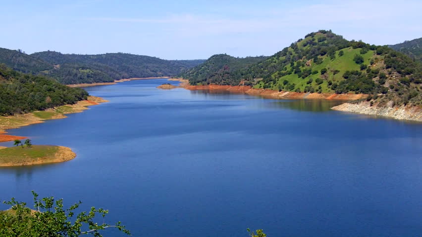 A section of Lake Don Pedro Reservoir near Mariposa, CA which supplies water to Central California farmers and residents. 