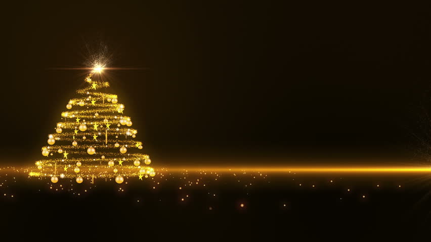 Gold lights Christmas Tree background