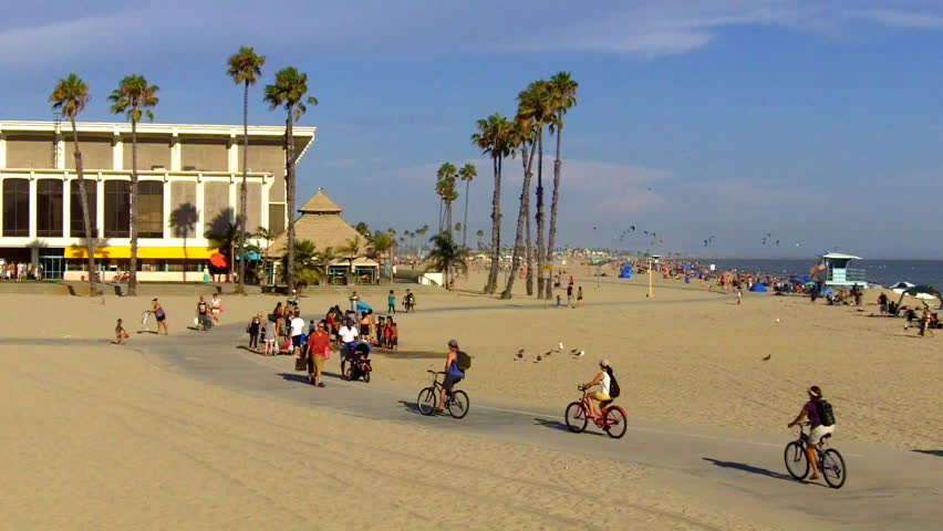 LONG BEACH, CA - AUGUST 5: Bike riders on the beach exercise pathway on August 5, 2012 in Long Beach, CA. The city of Long Beach, CA desires and works to be the most bicycle friendly city in the U.S.