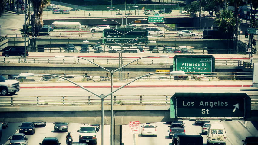 Time Lapse of Busy Downtown Freeway - Los Angeles
