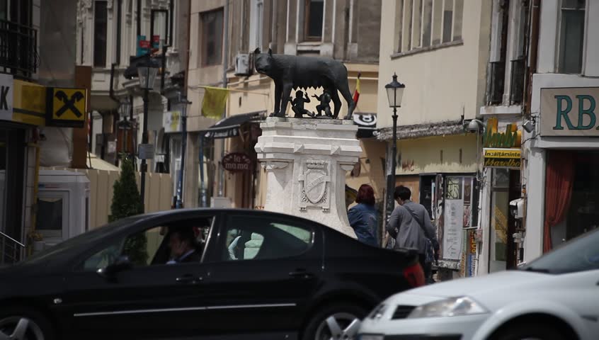 BUCHAREST, ROMANIA - AUGUST 16: Capitoline Wolf statue from Pia?a Romana(Rome Square) was transferred near Sf Gheorghe cel Nou Church August 16, 2012, Bucharest, Romania
