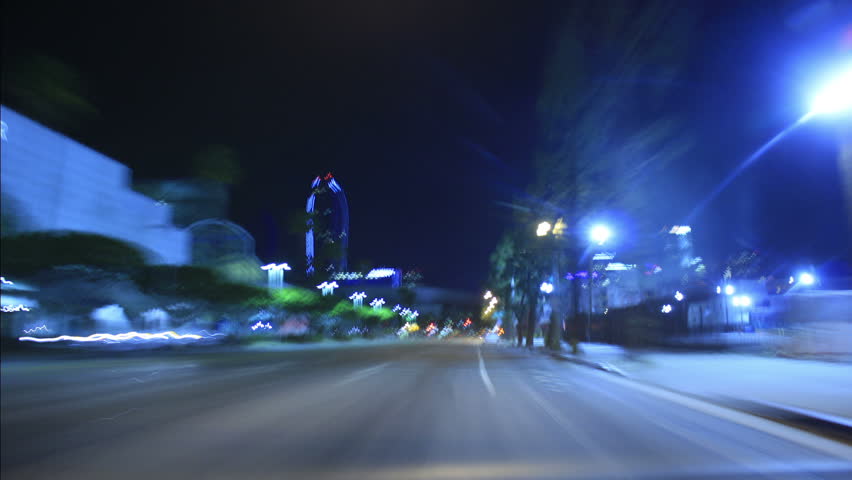 Driving Timelapse Night 30 Los Angeles Downtown VJ Loop