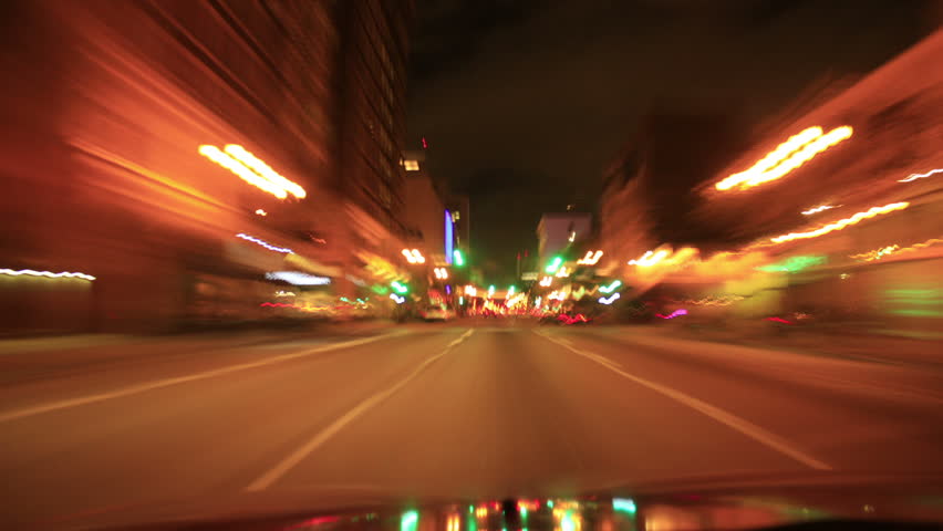 Driving Timelapse Night 11 Los Angeles Downtown VJ Loop
