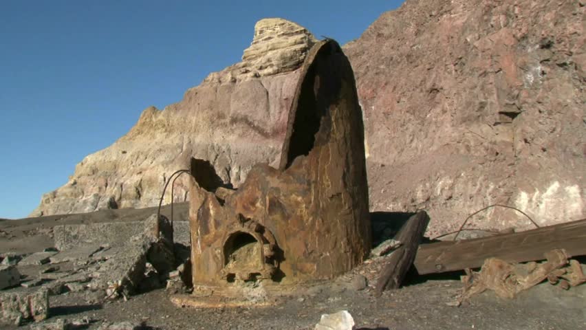 White Island, New Zealand, April 2011. The raw material was heated in retorts to melt and collect the sulphur. The condition of the retort gives evidence of the corrosive gases exhaled by the crater. 