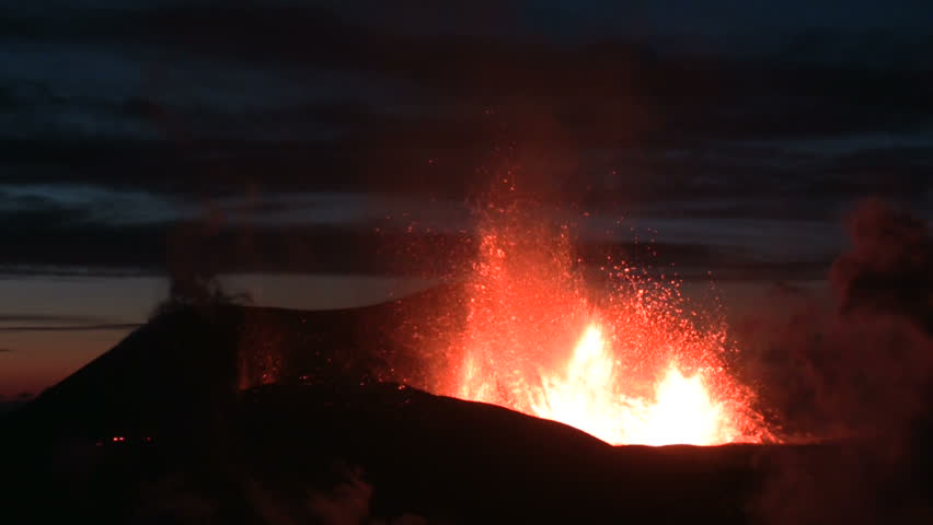 Volcanic Eruption in Iceland Marz 2010, Eyjafjallajokull. Footage taken in extreme conditions only a half mile from the crater during frequent gas explosions from advancing lava. A mountain is born.