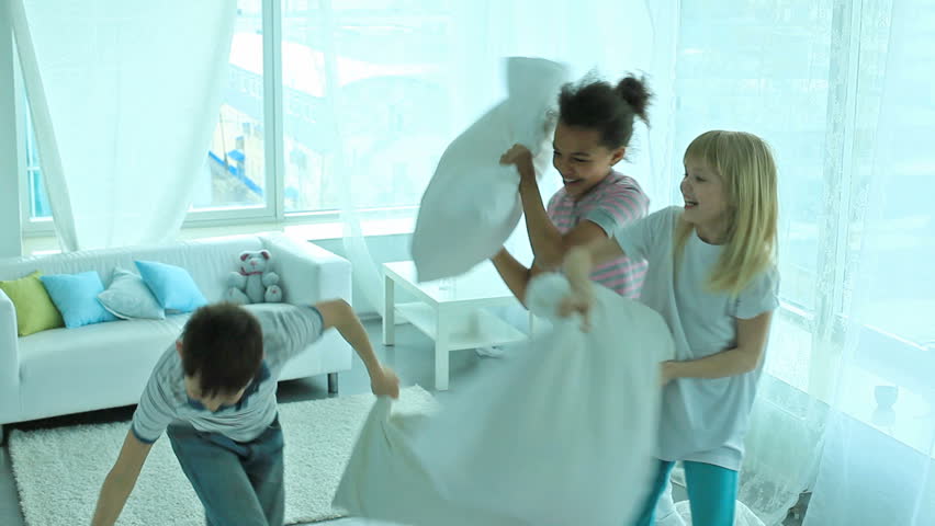 Free time, friends, pillows â all the essentials being brought together to complete a classic pillow fight party