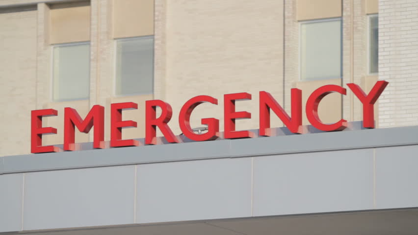 Emergency Sign in front of hospital.