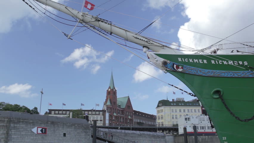 HAMBURG - JUNE 1, 2012: The nose of the ship at the Hamburg port.