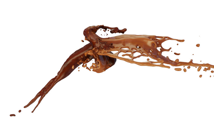 chocolate and caramel splashes collide in varying slow motion (FULL HD)