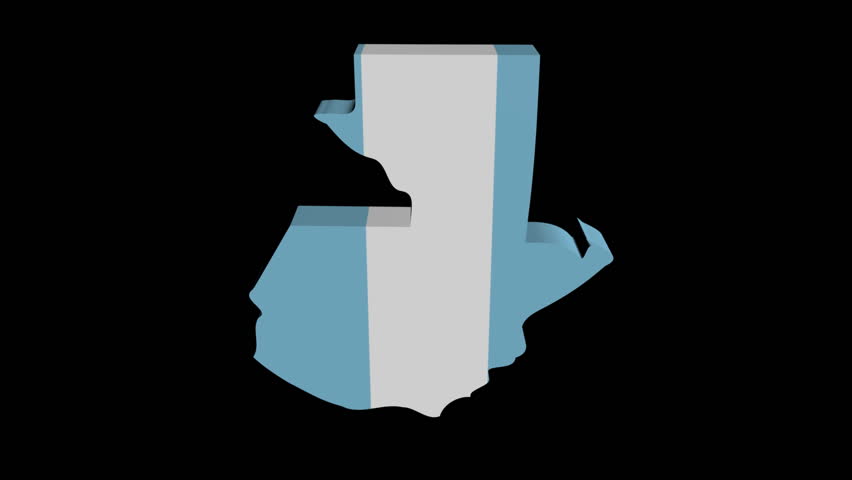 Guatemala map flag rotating on black animation