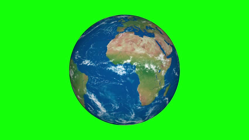 Earth 3 dimensional globe green screen.