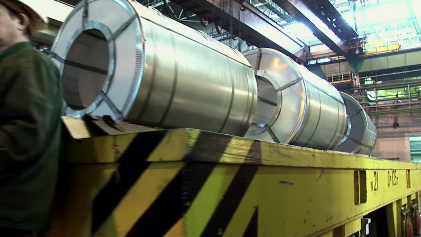 Transportation of a steel rolls. 