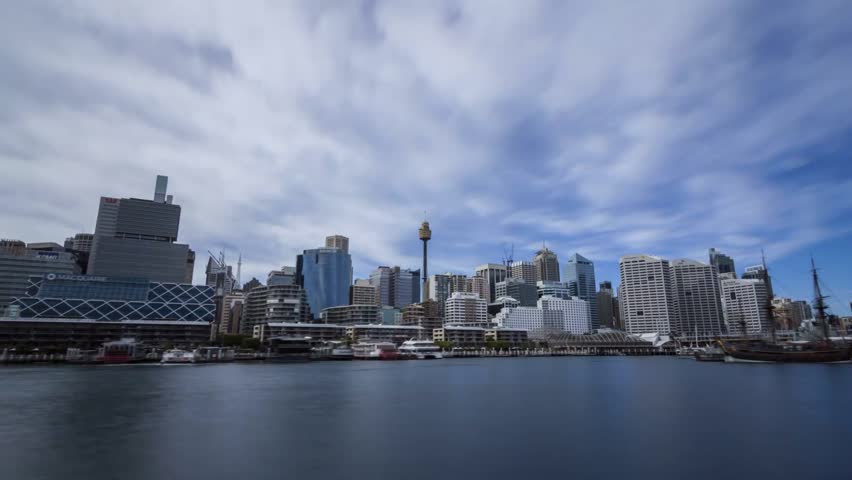 Motion time lapse Darling Harbor Sydney Australia
