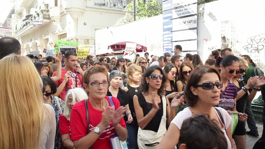 ISTANBUL - SEPTEMBER 30: More than 10,000 people marched in Taksim neighborhood against a draft law that would make changes to Animal Protection Law on September 30, 2012 in Istanbul, Turkey