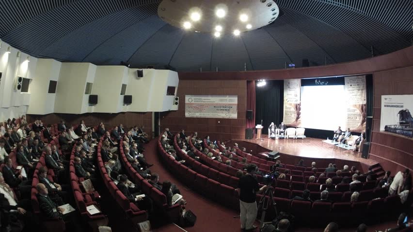 MOSCOW - SEP 6: (Timelapse View) People sit in hall on XVIII International conference Prichernomorsky grain and olive in hotel Renaissance Moscow Olympic, on Sep 6, 2012 in Moscow, Russia
