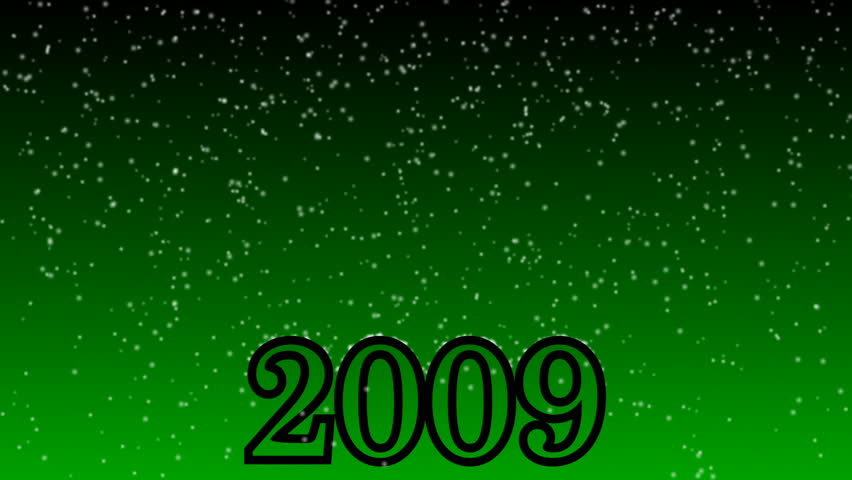 Snow falling animation Year 2009 Green Background